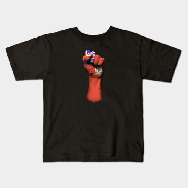 Flag of Bermuda on a Raised Clenched Fist Kids T-Shirt by jeffbartels